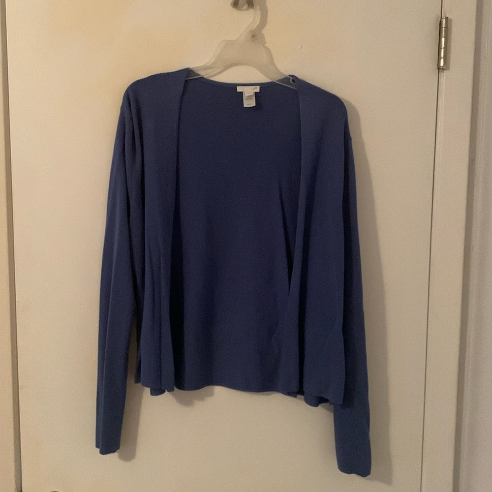 Blue open front cardigan